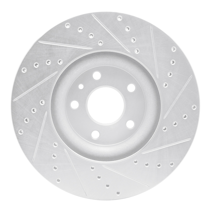 Ford Fusion Brake Rotor (1) - Front Left - R1 Concepts - Drilled & Slotted - Silver - `13-`20